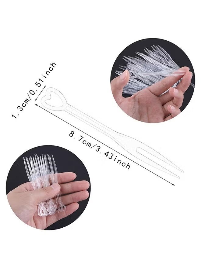 100PCS Disposable Plastic Fruit Forks, Mini Cake Forks Tasting Appetizer Cocktail Forks Picks Small Dessert Food Picks Sticks - Image 4